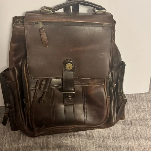 VTG Dark Brown Men's Leather Backpack
